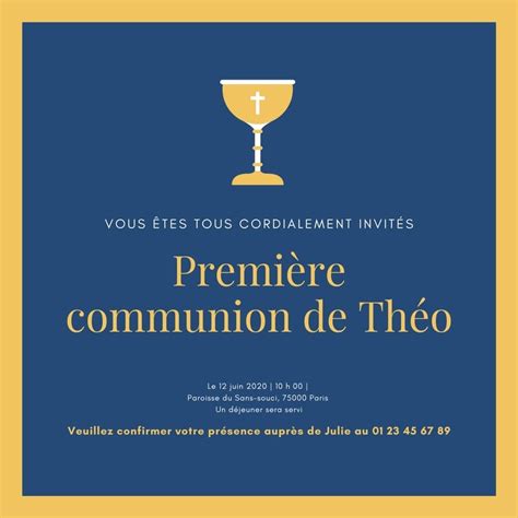 Faire Part Invitations De Communion Mod Les Gratuits Canva