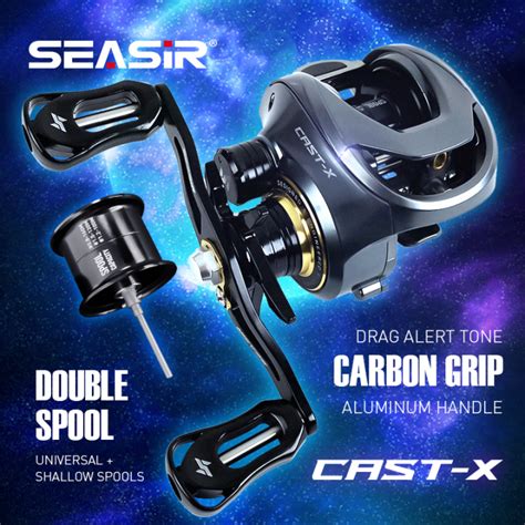 SEASIR Cast X Double Spool Baitcasting Reel Carbon Grip Mico Fishing