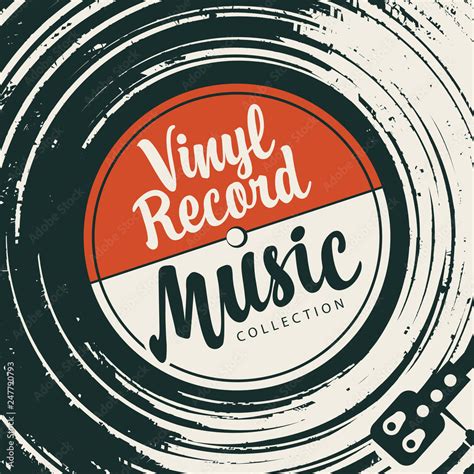 Vector poster or cover with vinyl record, record player and ...