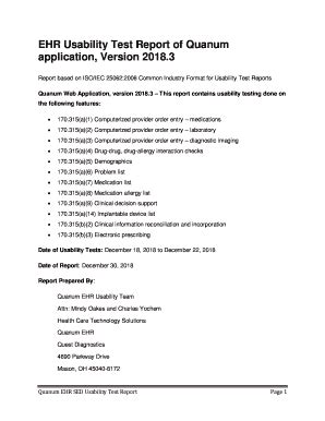 Fillable Online Ehr Usability Test Report Of Quanum Application