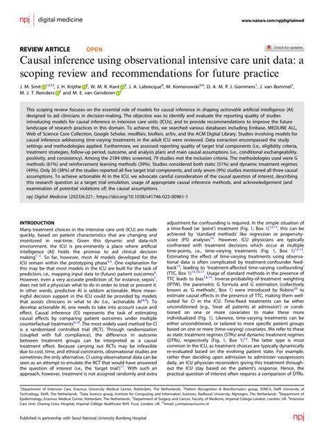 Pdf Causal Inference Using Observational Intensive Care Unit Data A