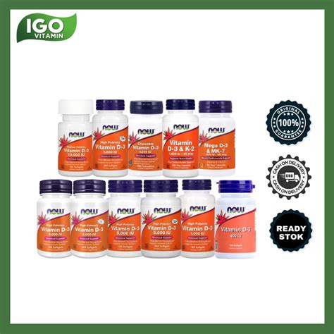 Jual NOW FOODS Suplemen Vitamin D3 D-3 K2 400 1000 2000 5000 10000 ...