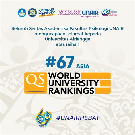 UNAIR Raih Peringkat Ke 67 Asia Versi QS WUR Fakultas Psikologi