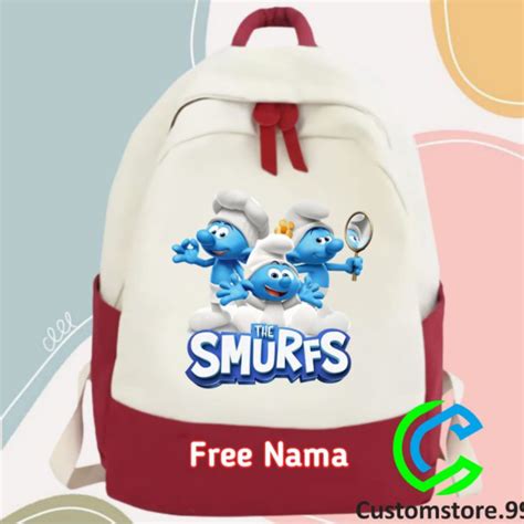 Jual TAS RANSEL ANAK THE SMURFS TERBARU FREE NAMA Shopee Indonesia