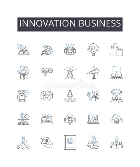 Innovation Business Line Icons Collection Creativity Design Progression Improvement Ingenuity