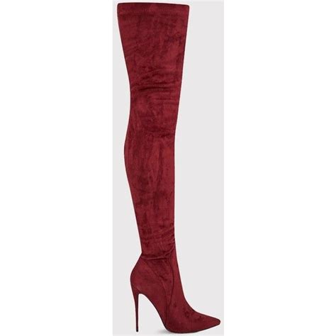 Emmie Burgundy Faux Suede Extreme Thigh High Heeled Boots 4 065 Rub