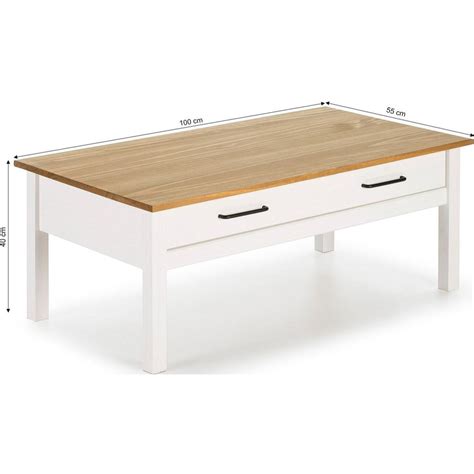 Homifab Table Basse Tiroir En Pin Massif Blanc Cm Ida Veepee