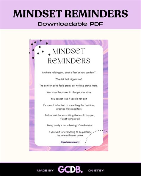 Mindset Reminders Pdf Positive Affirmations Mindset Affirmations