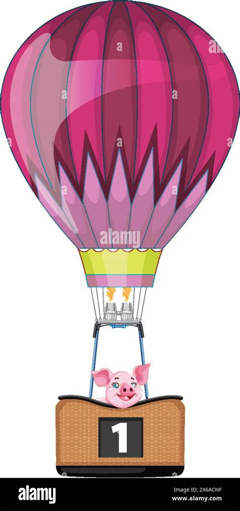 Colorful Hot Air Balloon With A Cheerful Pig Stock Vector Image Art