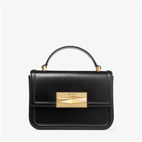 Diamond Tophandle Black Box Calf Leather Top Handle Bag Autumn