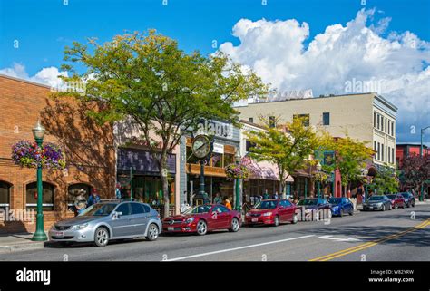 Idaho, Coeur d'Alene, Downtown, restaurants, shops Stock Photo - Alamy