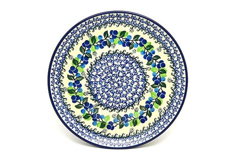 Polish Pottery Plate - 10" Dinner - Blue Berries 257-1416a