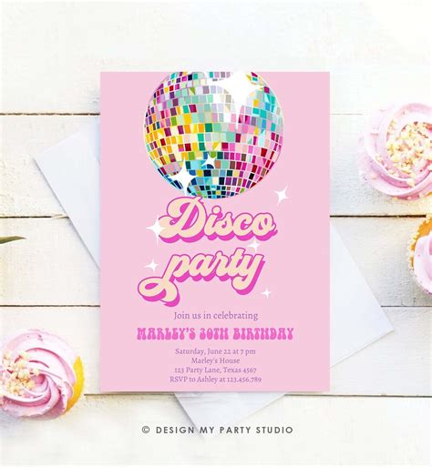 Editable Disco Birthday Party Invitation Disco Party Birthday Adult Let