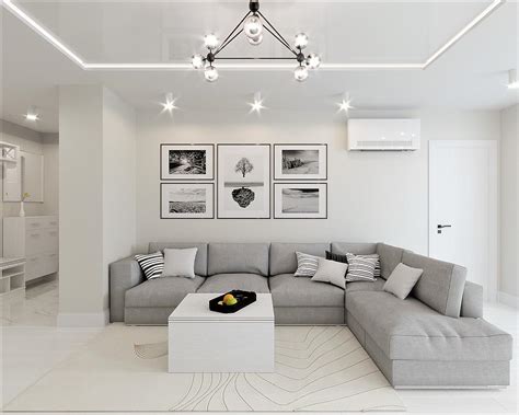 White & Grey Interior Design In The Modern Minimalist Style