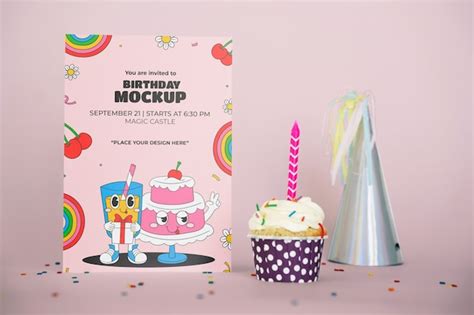 Premium PSD | Birthday card mockup design