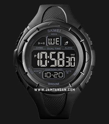 SKMEI 1656BK Men Black Digital Dial Black Rubber Strap Jamtangan