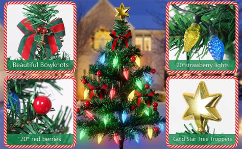 Dremisland Pack Solar Christmas Tree With Led Lights Outdoor Solar