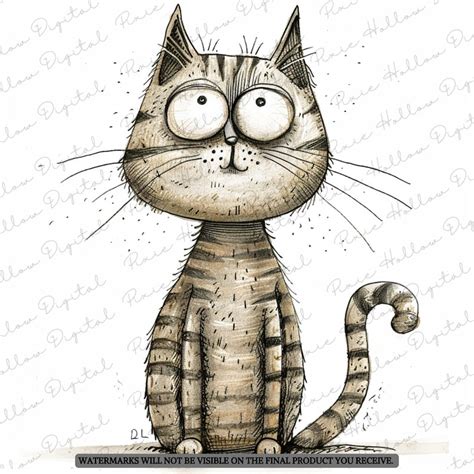 Whimsical Cats Clip Art Bundle 10 Pngs Of Scruffy Cats For Junk