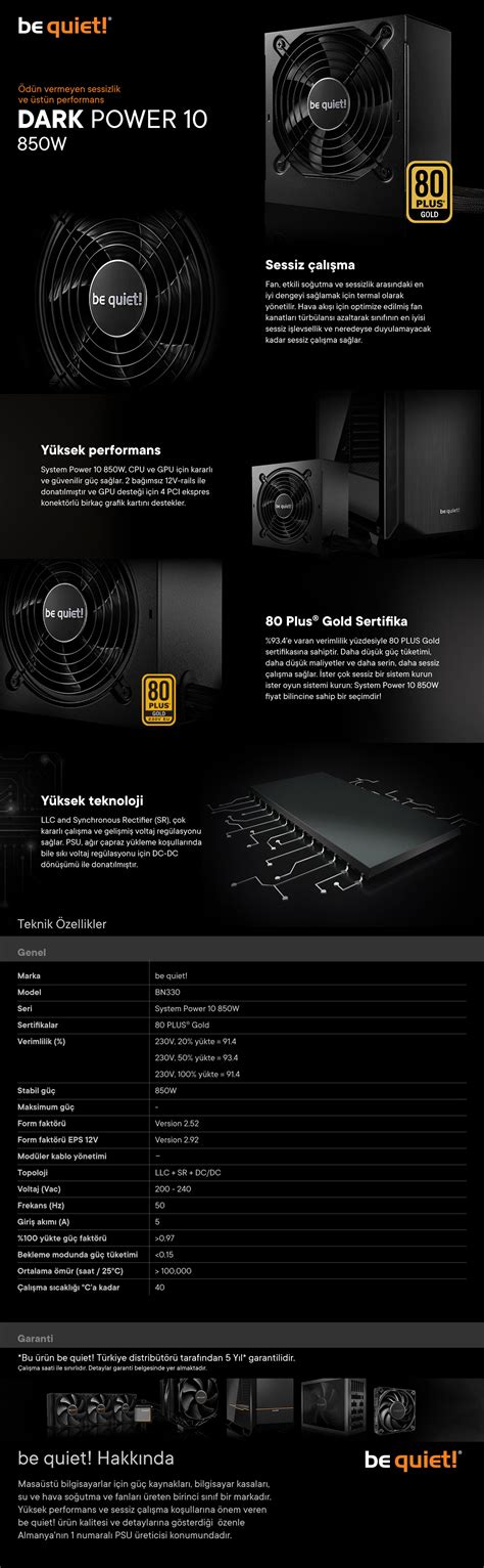 Be Quiet! System Power 10 850W 80+ Gold Sessiz Güç Kaynağı BN330 ...