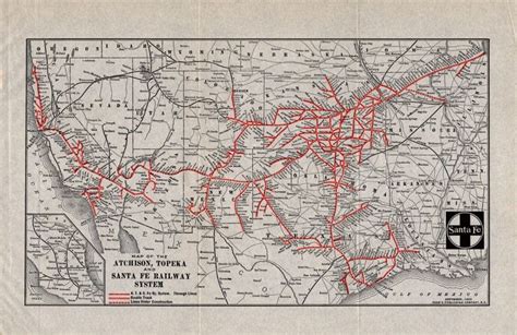 1923 Antique SANTA FE RAILWAY Map Vintage Santa Fe RAILROAD Map 1479 ...