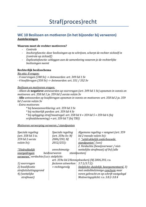 Straf Proces Recht Werkcollege 10 Straf Proces Recht WC 10