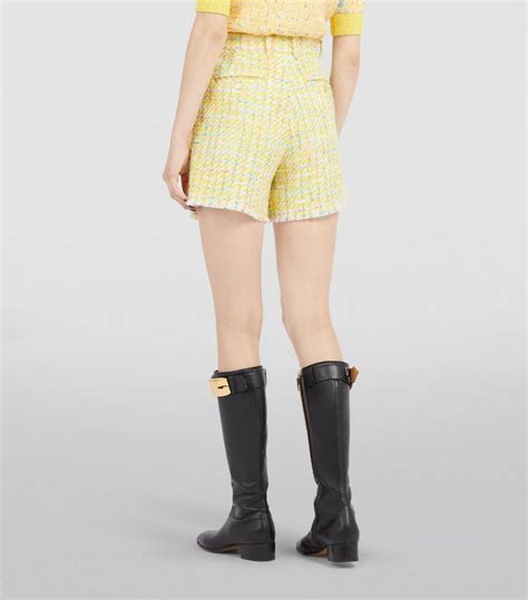 Womens Gucci Yellow Tweed Interlocking G Shorts Harrods UK