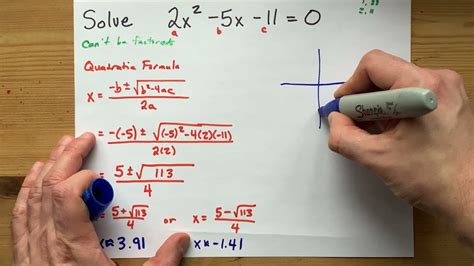 Solve 2x 2 5x 11 0 Quadratic Formula Example Youtube