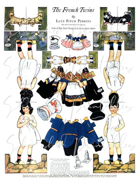french twins double sided vintage dress  dolls digital