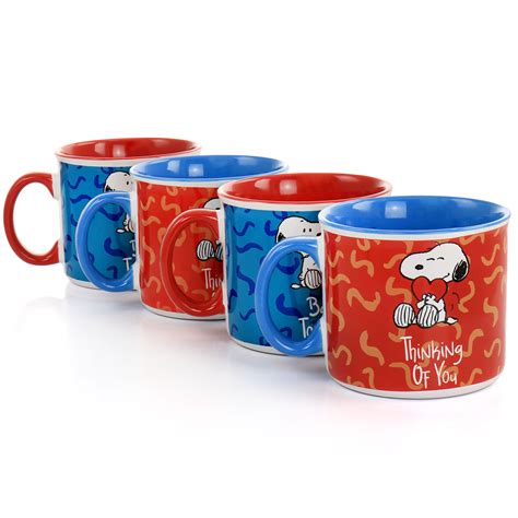 Gibson Peanuts Snoopy Songs 4 Piece 21Oz Stoneware Mug Set In Assorted