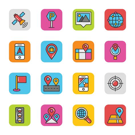 Pack Of Maps And Navigation Flat Icons 25466333 Vector Art At Vecteezy