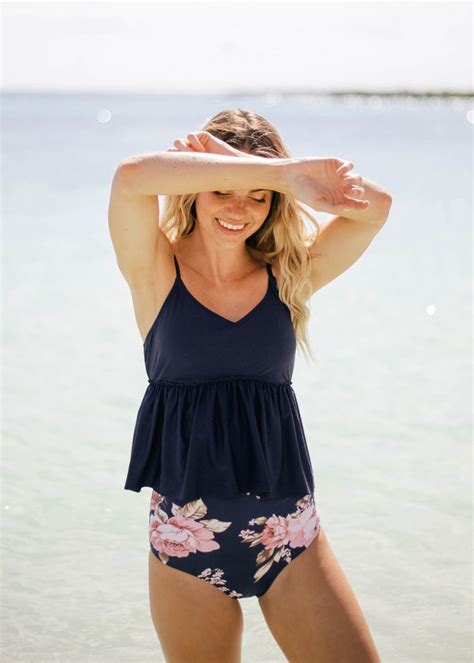 V Peplum Tankini Top Navy Peplum Tankini Tankini Swimsuits For