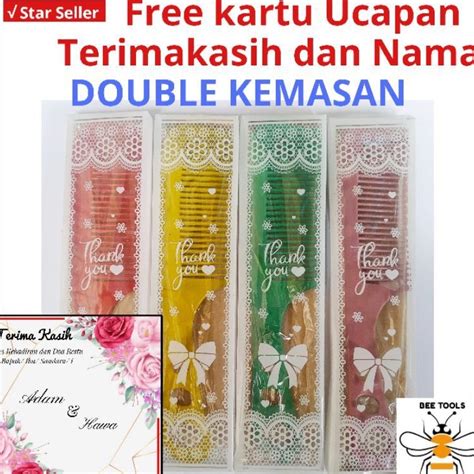 Jual Souvenir Pernikahan Sisir Lubang Kemasan Mika Free Kartu Ucapan