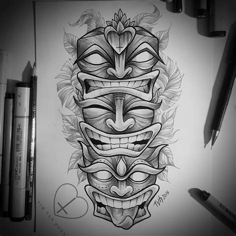 Tiki Totem Tattoo Illustration by Tim van Horn