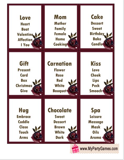 30 Free Printable Taboo Inspired Game Cards For Mothers Day Taboo