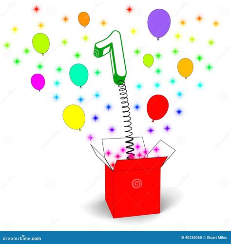 Number One Surprise Box Means Colourful Stock Illustration