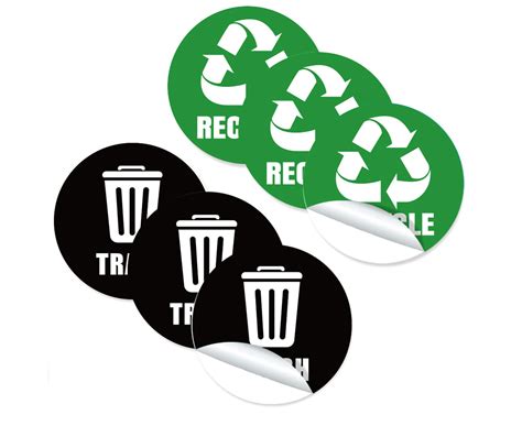 Set Of 6Pcs Recycle Sticker Trash Bin Label Trash Can Sticker Kitchen