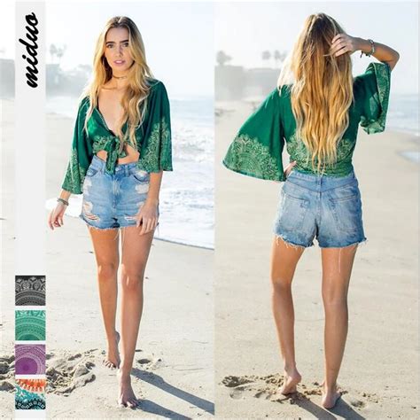Sexy Half Sleeve Women Uv Protection Beach Swim Shirts Bikini Cover Up Floral Crop Top Wrap
