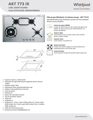 Whirlpool Akt Ix Hob Product Data Sheet Manualzz