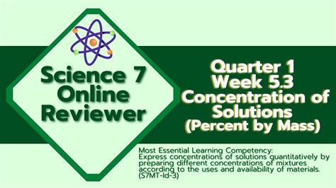 Science 7 Online Reviewer Quarter 1 Week 5 3 Concentration Of Solutions