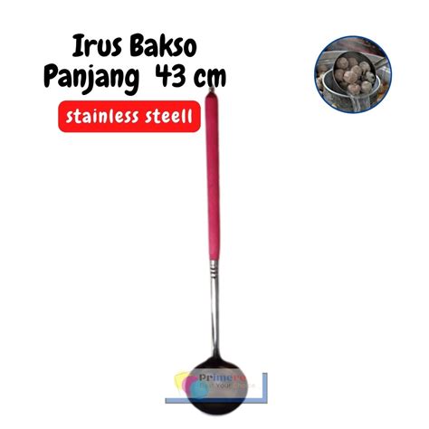 Jual Irus Bakso Stainless Tebal Gagang Kayu Panjang 43cm Jumbo