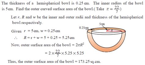 Omtex Classes The Thickness Of A Hemispherical Bowl Is 025 Cm The