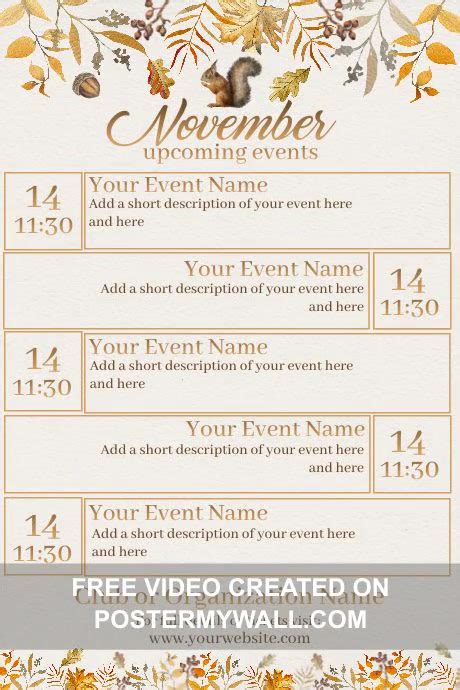 November Calendar Template | PosterMyWall