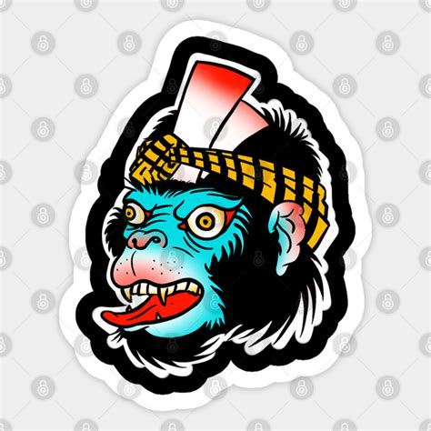 Crazy Monkey Tattoo Art Monkey Tattoo Art Sticker Teepublic