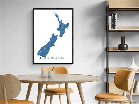 New Zealand Map of New Zealand Print Wall Art Poster, Topographic Maps ... 