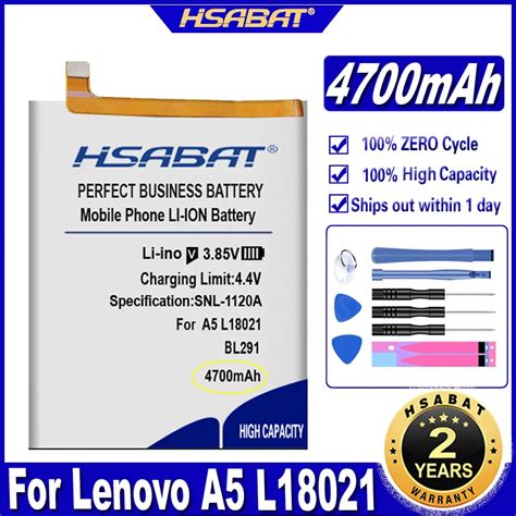HSABAT batería BL291 de 4700mAh, para Lenovo A5, L18011|Baterías para ...