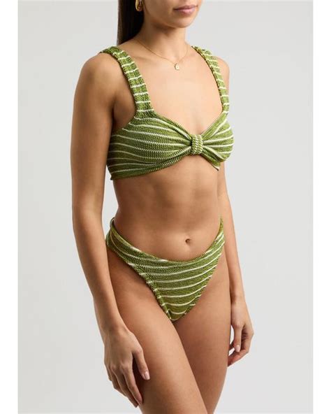 Hunza G Bonnie Seersucker Bikini In Green Lyst