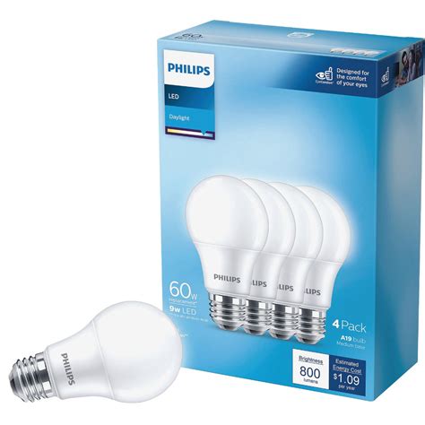 Philips 60w Equivalent Daylight A19 Medium Led Light Bulb 4 Pack Do It Best