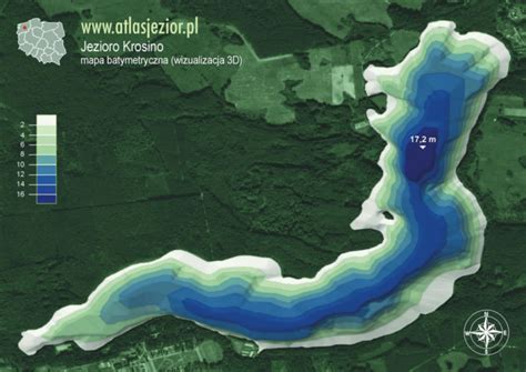 Jezioro Krosino Mapa Batymetryczna Dojazd Op Aty Atlas Jezior Polski