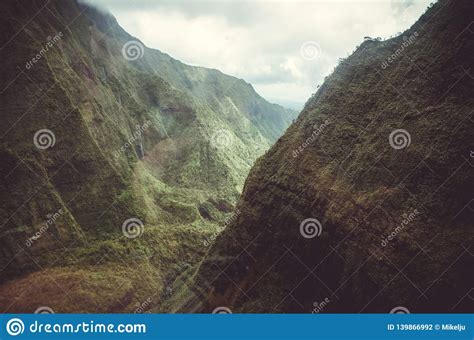 Aerial View and Approximation To Waialeale Volcano in Kauai, US Stock ...