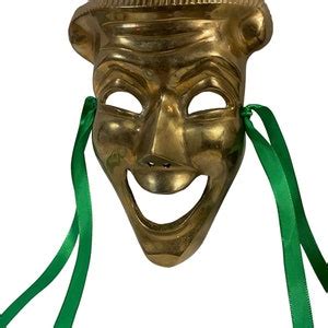 Brass Laughing Masquerade Mask Mime Mask Wall Decor Vintage - Etsy